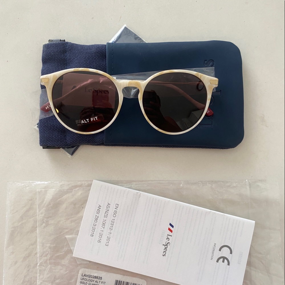 Le Specs Ufology Alt Fit Sunglasses in Gold Quartz / Smokey Brown